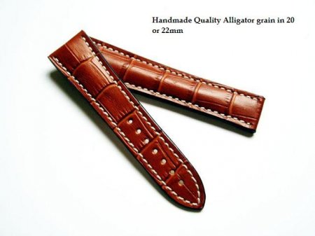 Omega Tan Alligator grained strap for deployant 22/18
