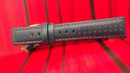 Leather stitched Calf strap to fit Omega models i20mm , Navy