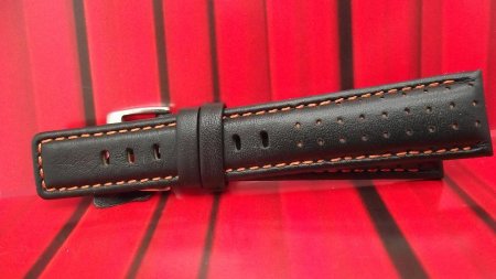 Leather Calf stitched strap to fit Omega models in 20mm, Black