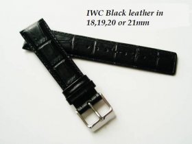 IWC Leather strap in Black Alligator grain .