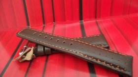 Leather Orange stitched strap for Omega models in 20mm , Choco