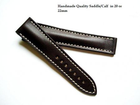 Omega soft Brown Saddle leather strap for deployant 20/18