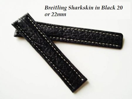 Breitling Sharkskin strap in Black, Deployant