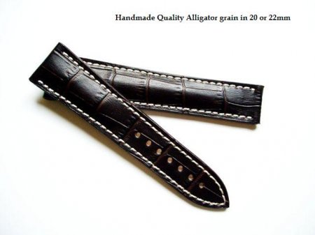 Omega Brown Alligator grained strap for deployant 22/18
