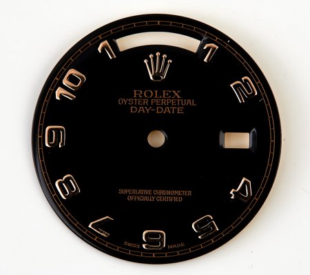 Rolex day-Date dial Black Rose Gold Arabic numerals