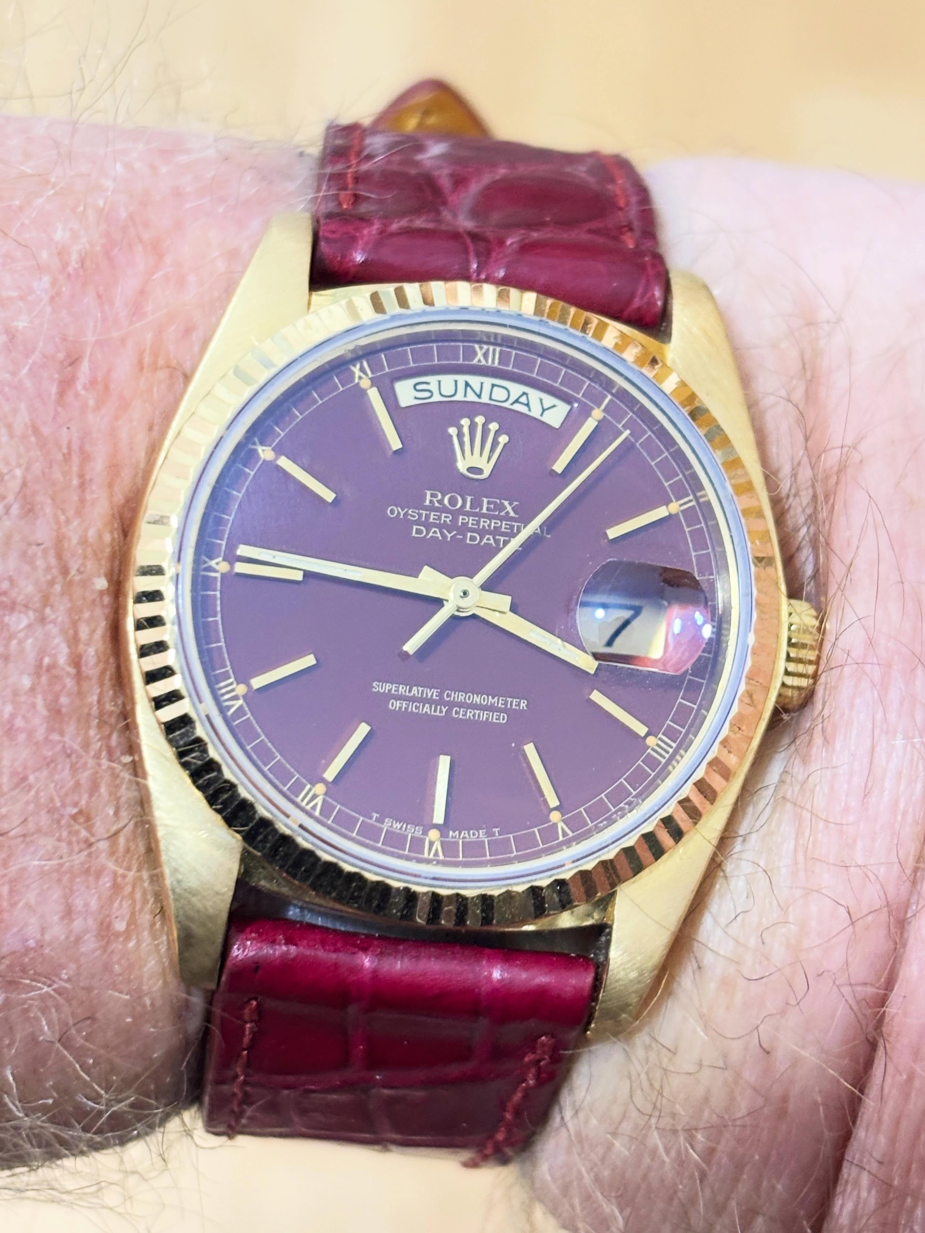 Just an OxBlood for a Sunday#rolexstella#rolexdaydate #rolexoxblooddial #rolex1803#rolexpresident